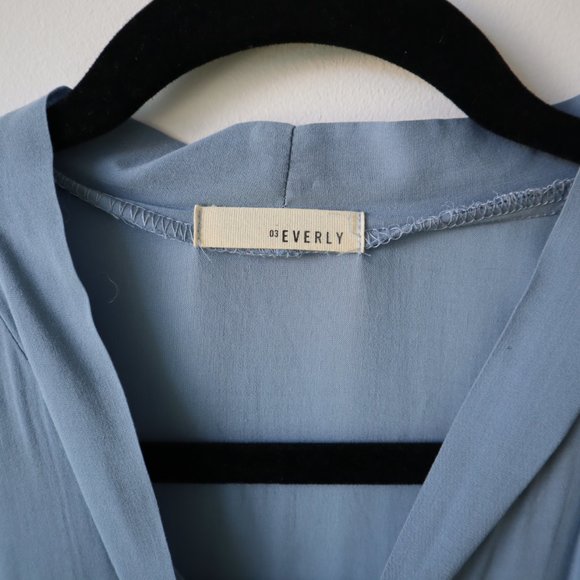 Everly Cornflower Blue Boho Poet's Blouse with Tie, Size S - Picture 5 of 16